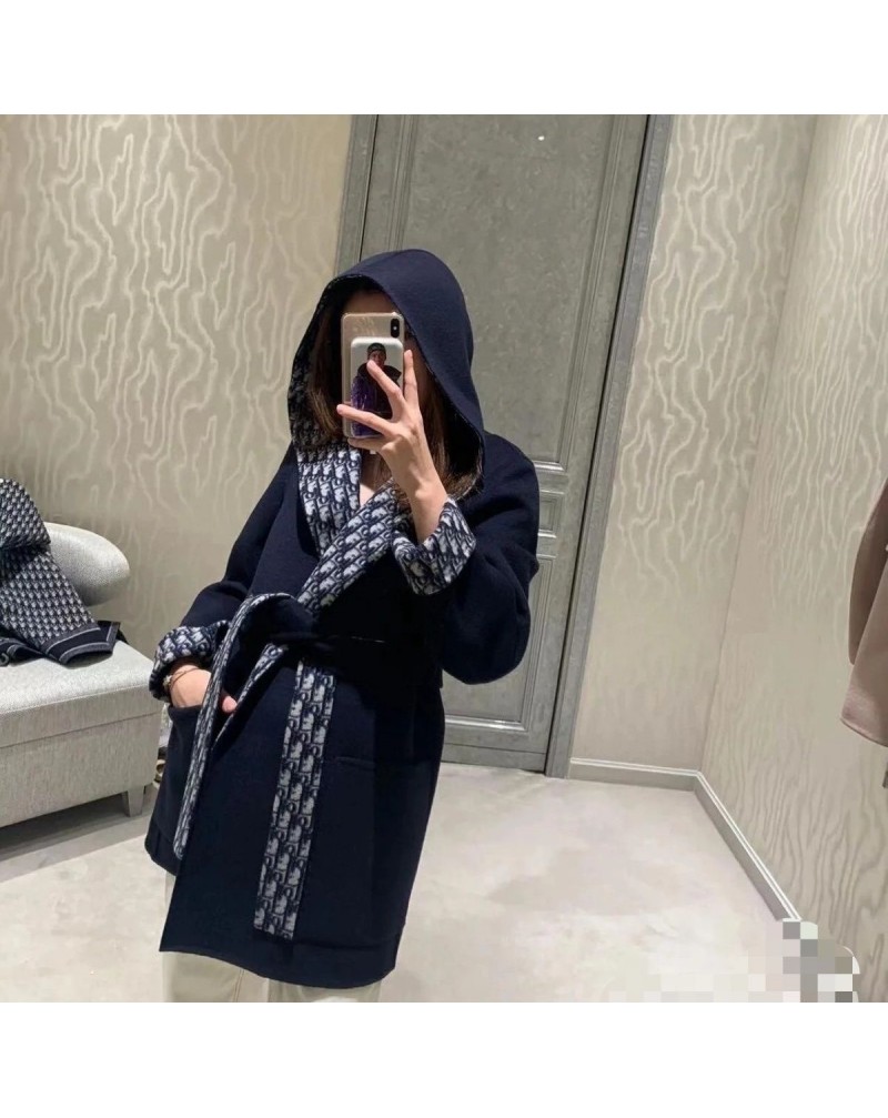 ディオール コート オシャレブランドカシミア フード付きジャケット女性芸能人愛着