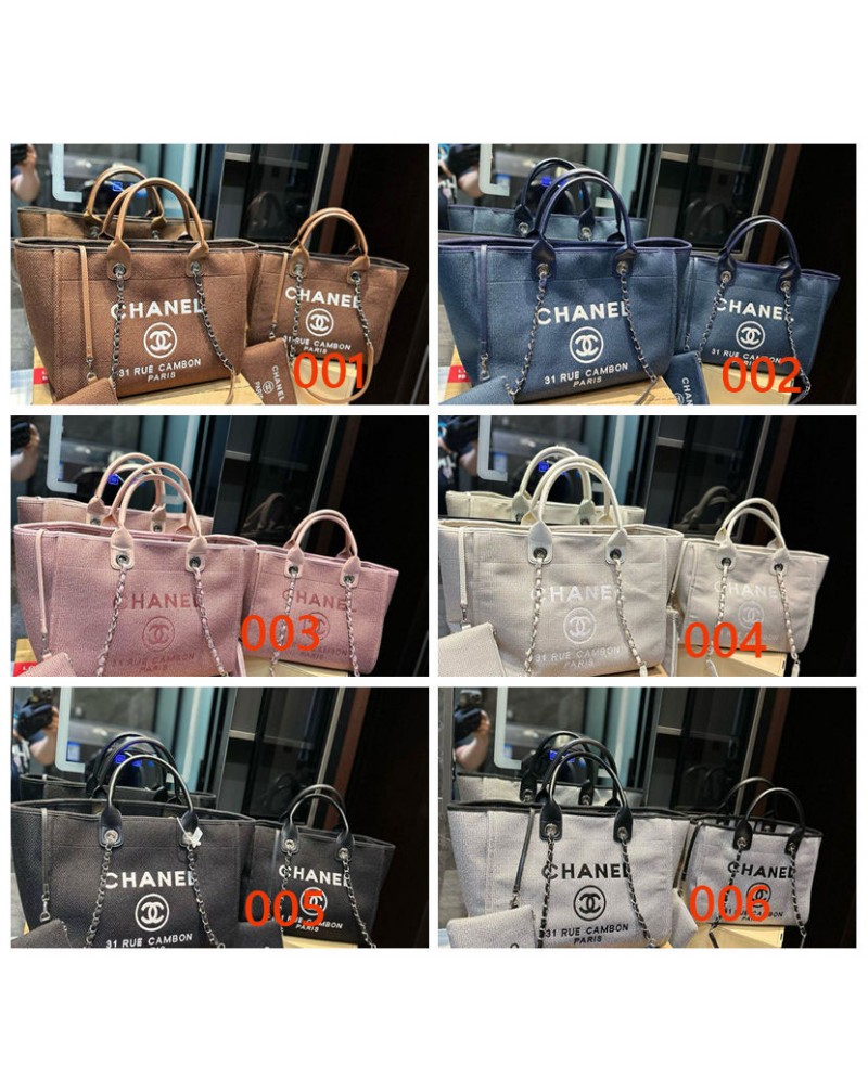 シャネル トートバッグ オシャレ超人気小香風ショピングバッグポケット付き