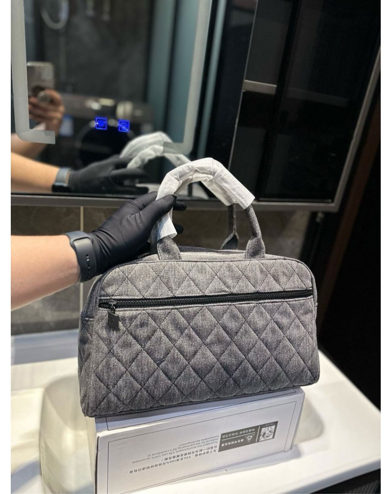 シャネル ボーリングバッグ 人気 オシャレ小香風ハンドバッグ復古デニム製芸能人JENNIE愛用