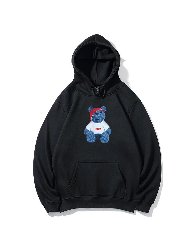 シュプリームヴィトンコラボ パーカーかわいいくまちゃん付き超人気スウェットトップスフード付きメンズレディースウェア