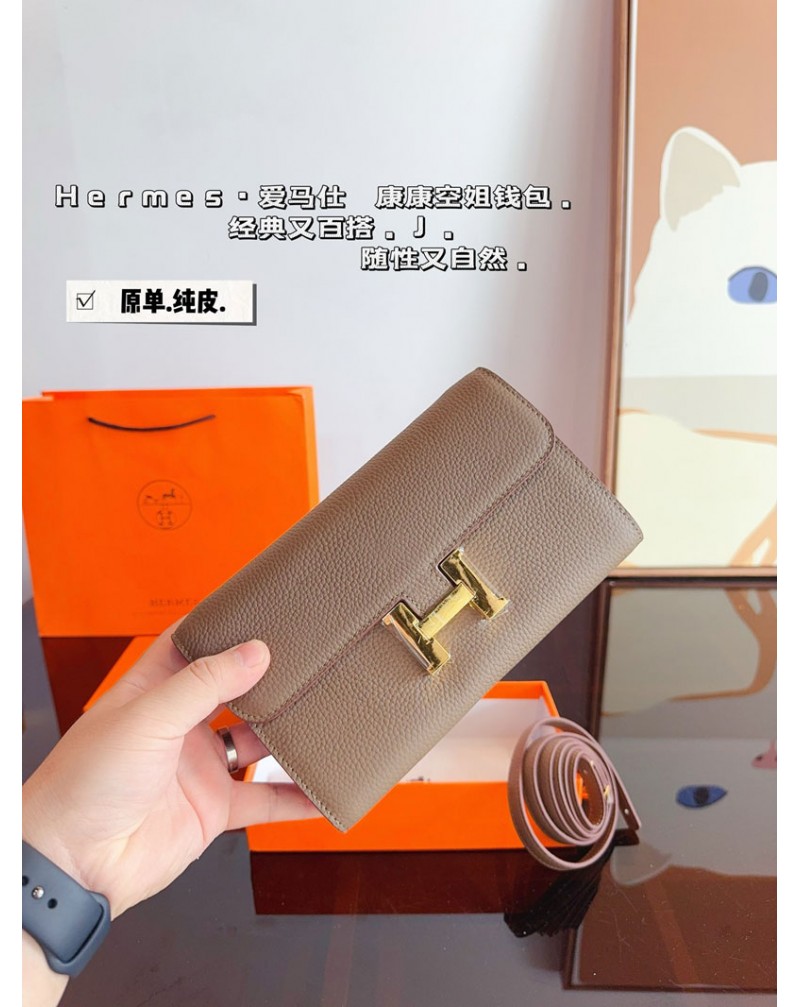 エルメス 長財布ショルダー掛け経典人気牛革製サイフ高級感KELLY