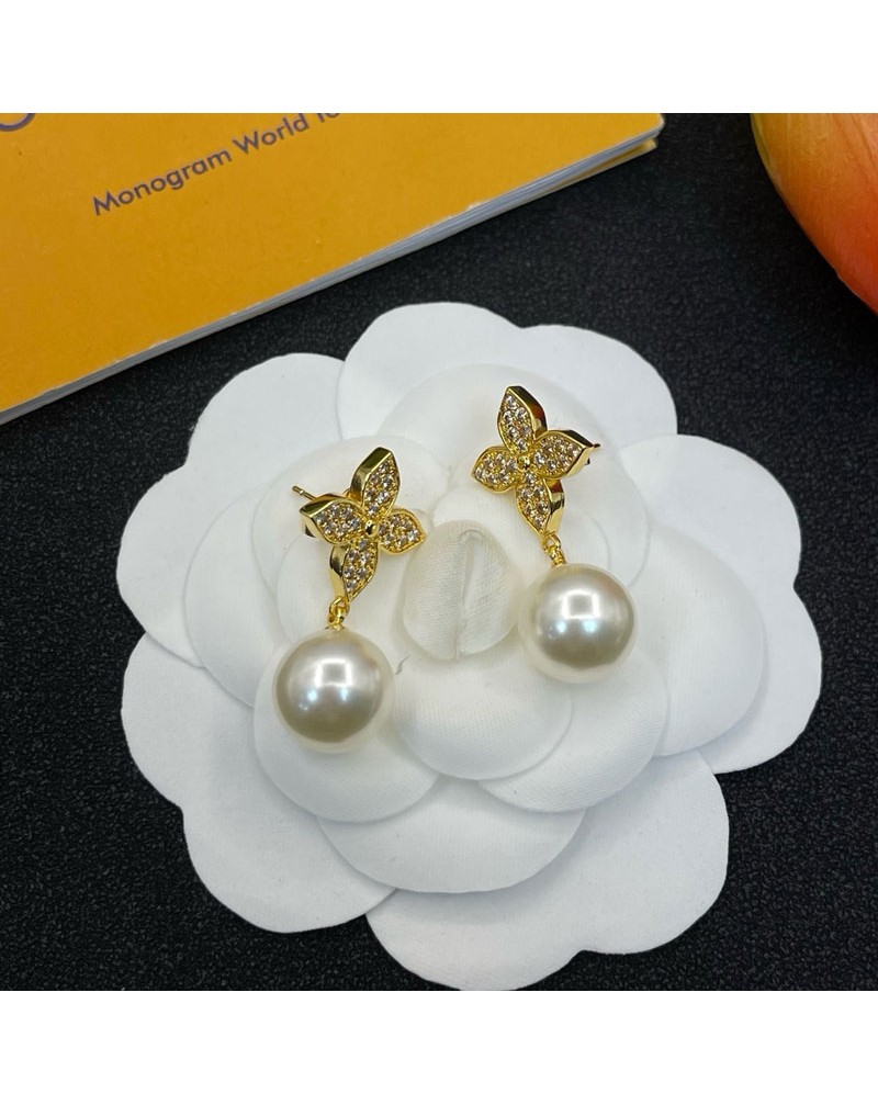 ルイヴィトン ピアス オシャレキラキラ真珠付きかわいいアクセサリー
