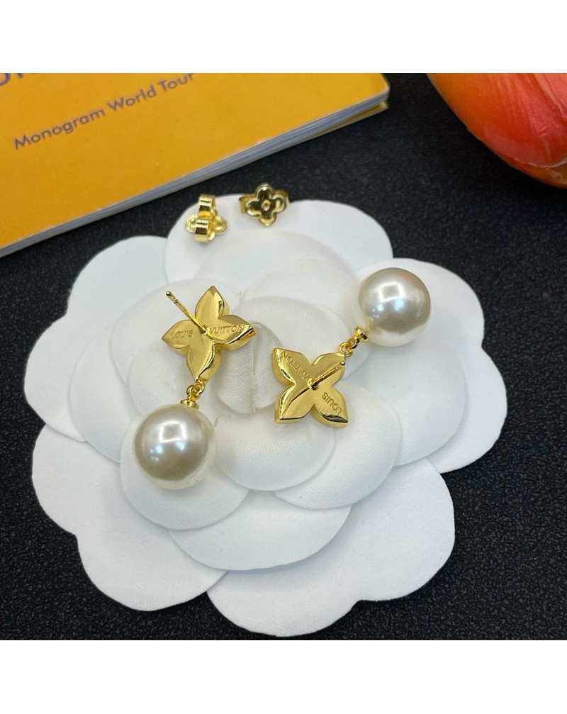 ルイヴィトン ピアス オシャレキラキラ真珠付きかわいいアクセサリー