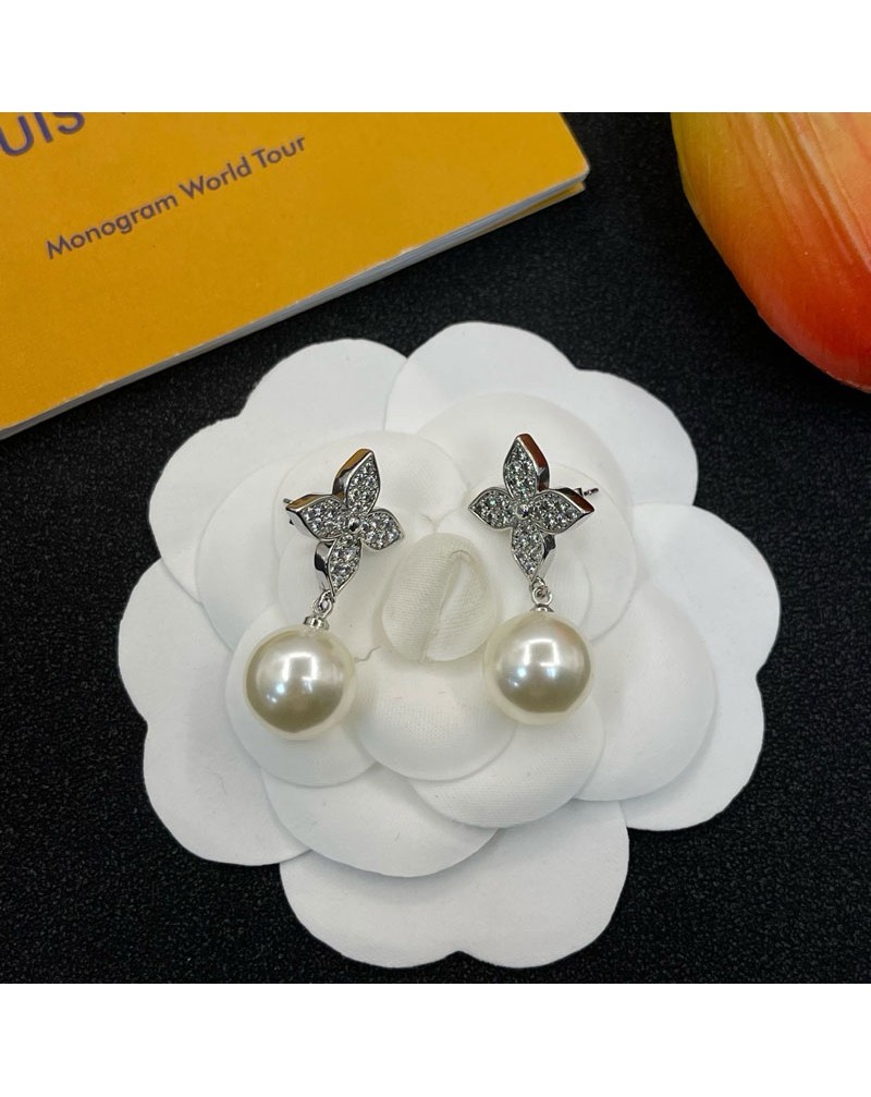 ルイヴィトン ピアス オシャレキラキラ真珠付きかわいいアクセサリー