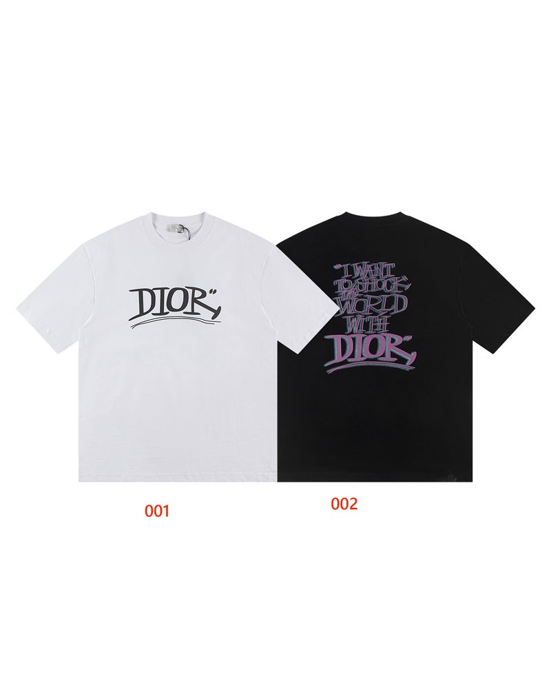 ディオール Tシャツ短袖コットン製2025新作オシャレティシャツ半袖ペアお揃い