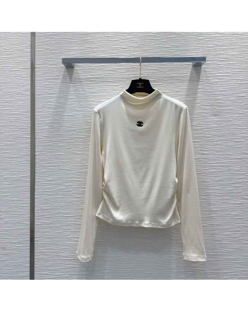 シャネル ハイネットロングシャツ オシャレ小香風 芸能人愛用流行長袖トップス黒白い2色お揃い