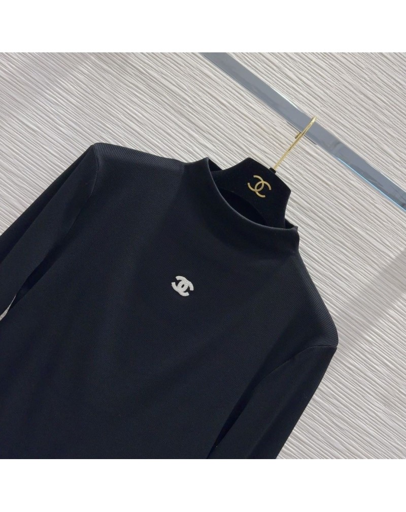 シャネル ハイネットロングシャツ オシャレ小香風 芸能人愛用流行長袖トップス黒白い2色お揃い