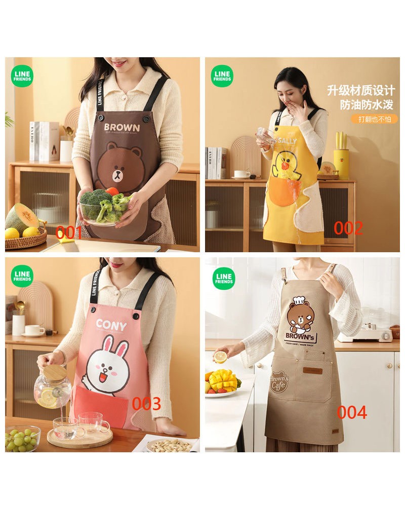 かわいいエプロンキッチン用品 防水・撥油性エプロンライン友達のヒグマ、コニウサギ、サリー付き