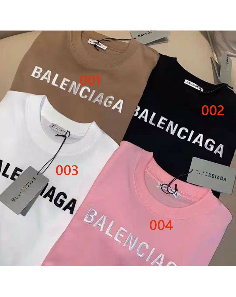 バレンシアガ Tシャツ短袖オシャレ韓国風 コットン精緻刺繍balenciagaティシャツ半袖男女向け