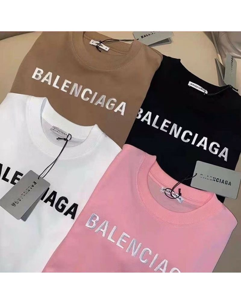 バレンシアガ Tシャツ短袖オシャレ韓国風 コットン精緻刺繍balenciagaティシャツ半袖男女向け