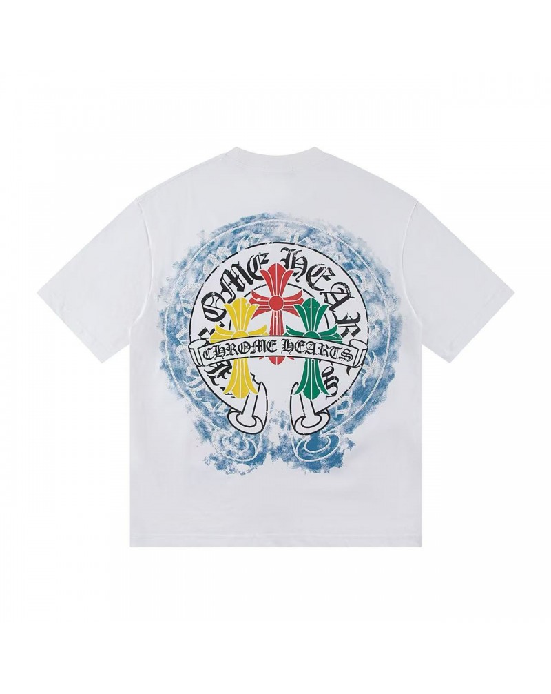 クロムハーツ Tシャツ短袖ペアお揃い 潮流個性 人気ブランドティシャツ半袖