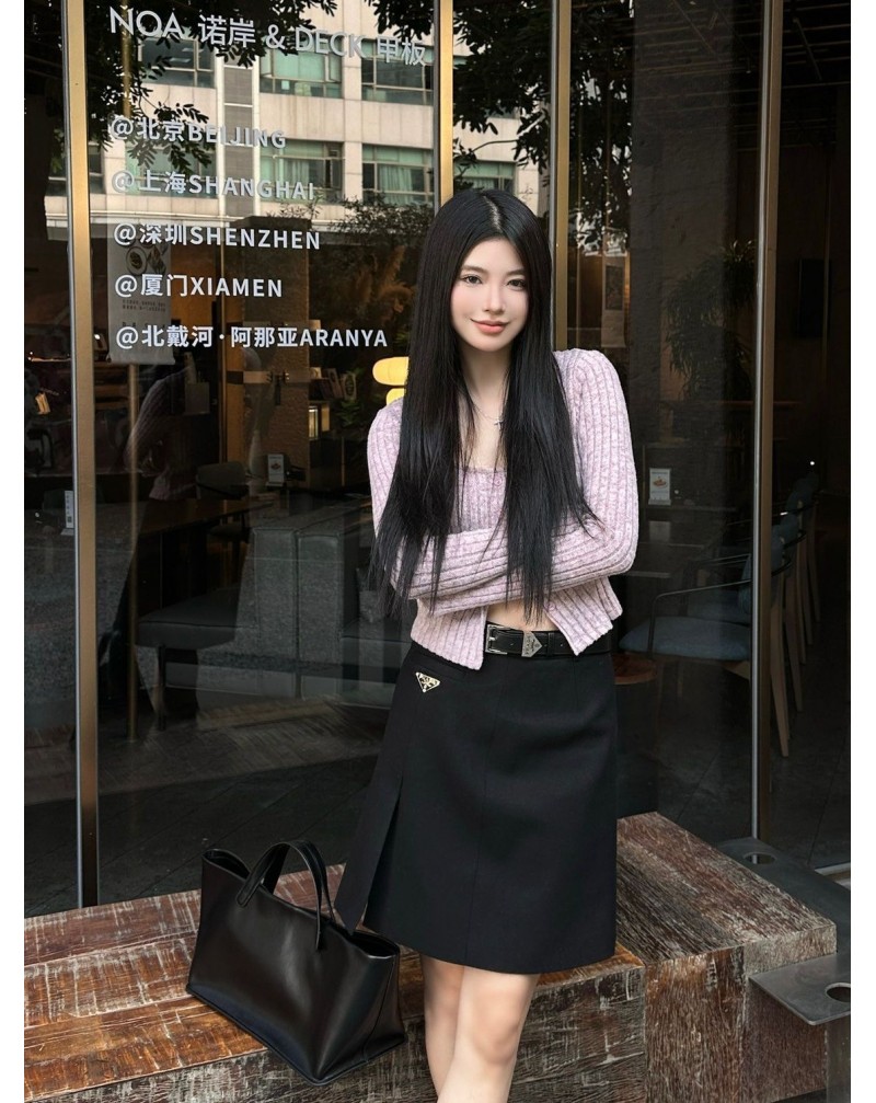 プラダ スカート簡約 オシャレファッションベルト付き女性向け人気