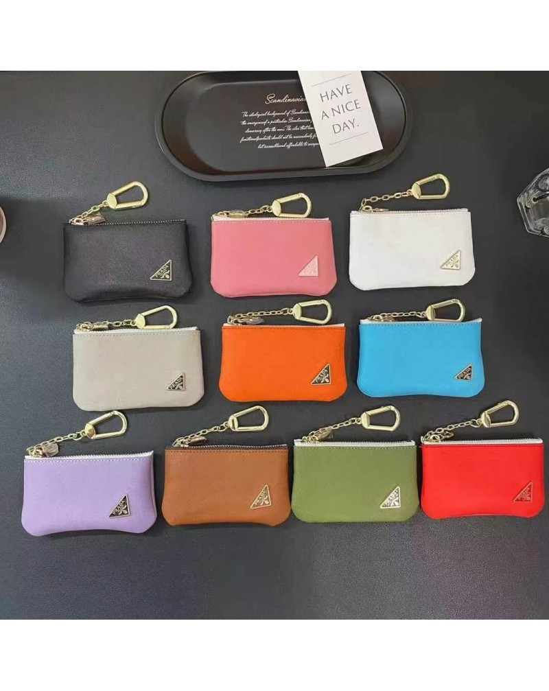 プラダ 小銭入れカード収納ケースオシャレ簡約フック付き持ち運び便利コインやイヤホンや口紅収納可能