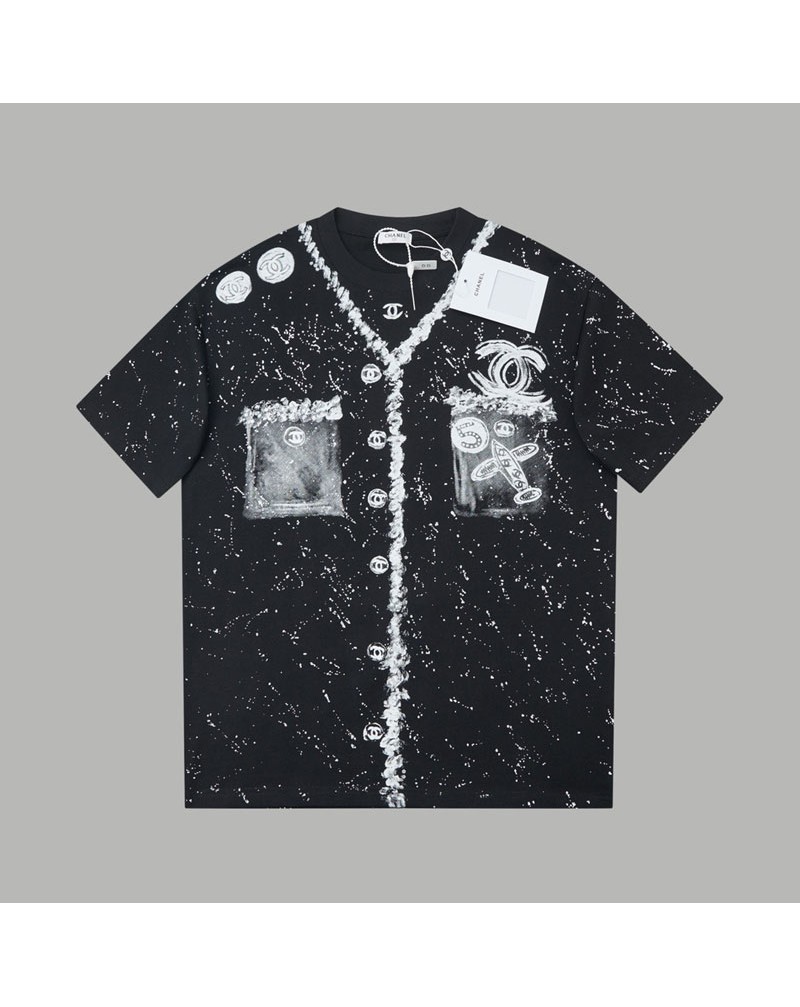 シャネル Tシャツ  オシャレ小香風 半袖個性落書きプリントティシャツ短袖潮流2025年新作