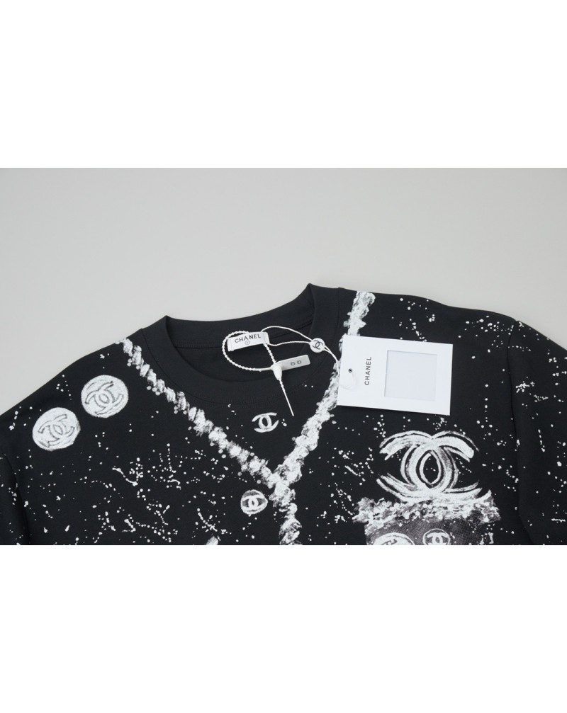 シャネル Tシャツ  オシャレ小香風 半袖個性落書きプリントティシャツ短袖潮流2025年新作