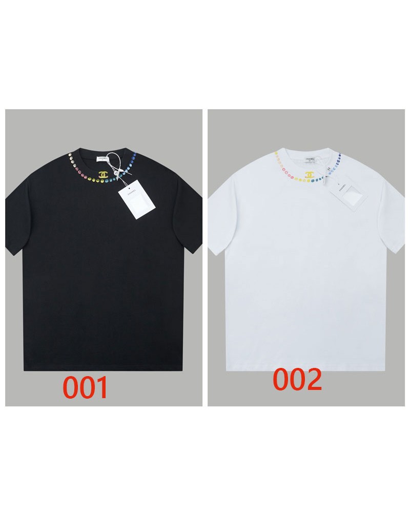 シャネル Tシャツ オシャレ小香風個性潮流プリント付きティシャツ半袖男女向け