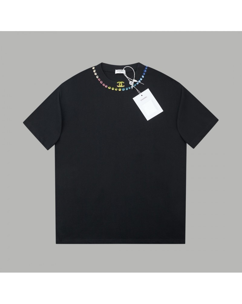 シャネル Tシャツ オシャレ小香風個性潮流プリント付きティシャツ半袖男女向け