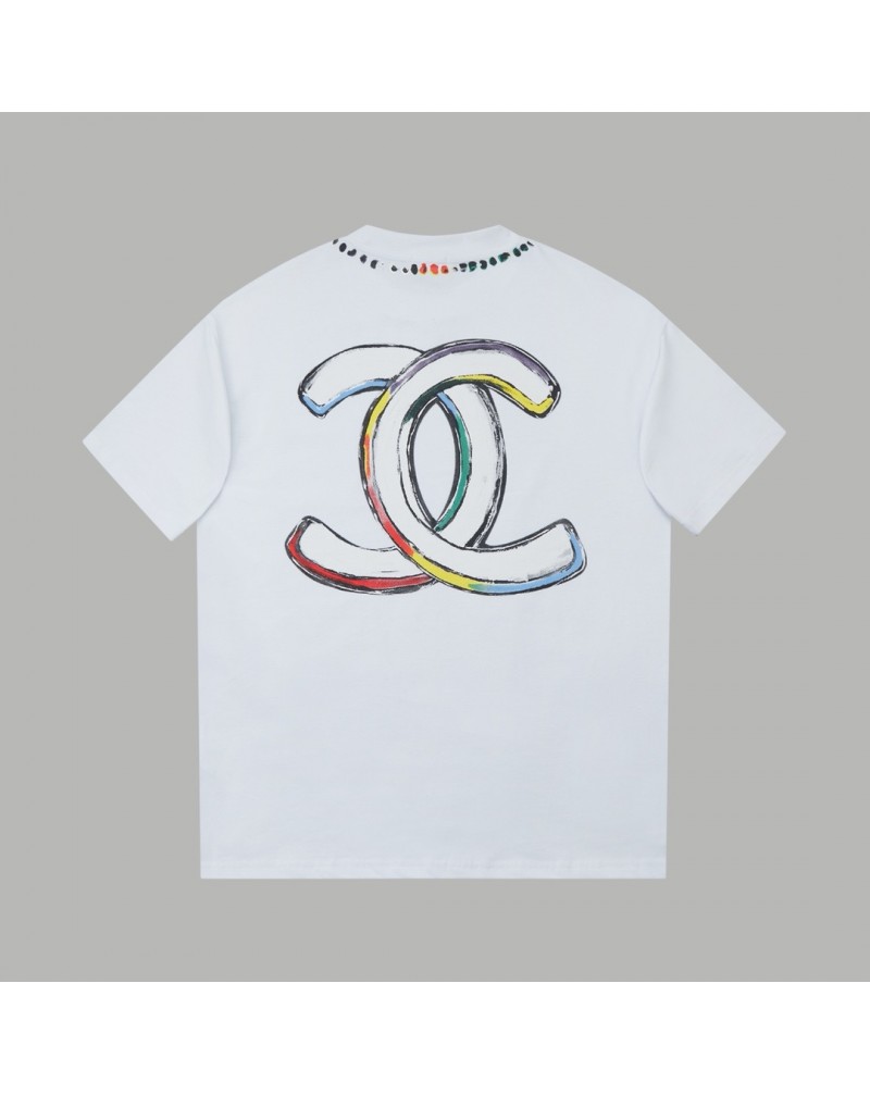 シャネル Tシャツ オシャレ小香風個性潮流プリント付きティシャツ半袖男女向け