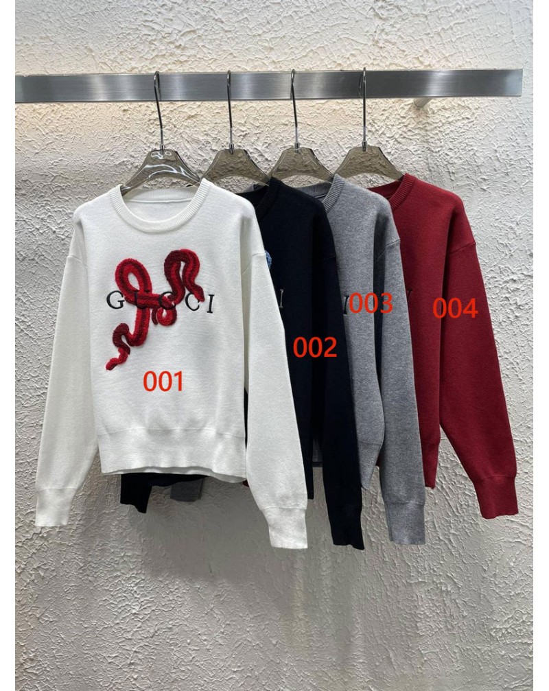 グッチ セーター刺繍ロゴ付きオシャレファッション人気ニットトップスフリーサイズ