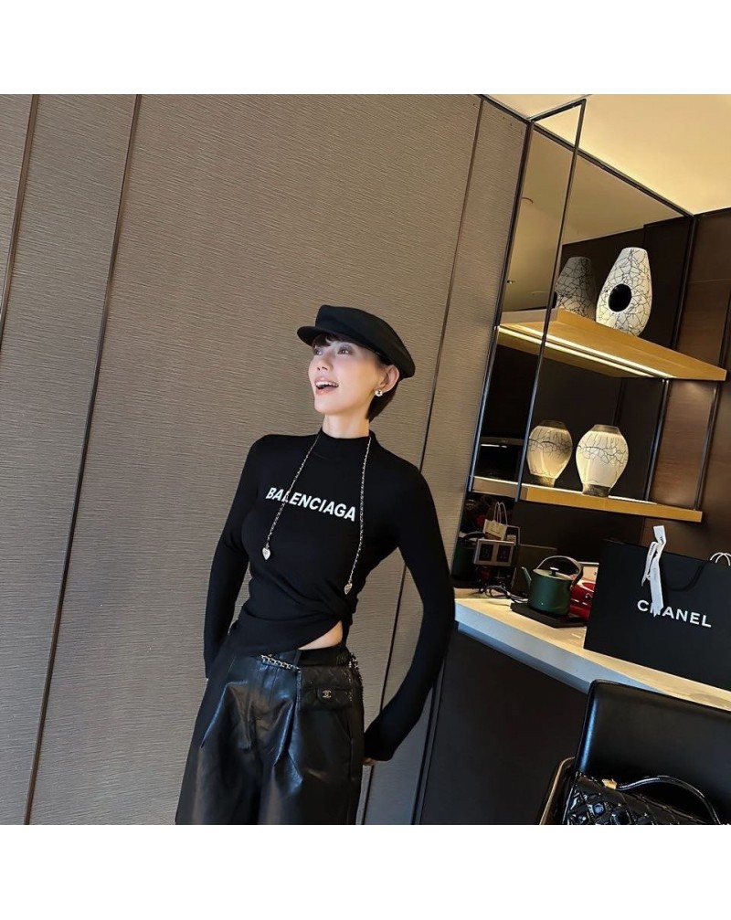 バレンシアガ ロングシャツ オシャレ韓国風ハイネック女性向け
