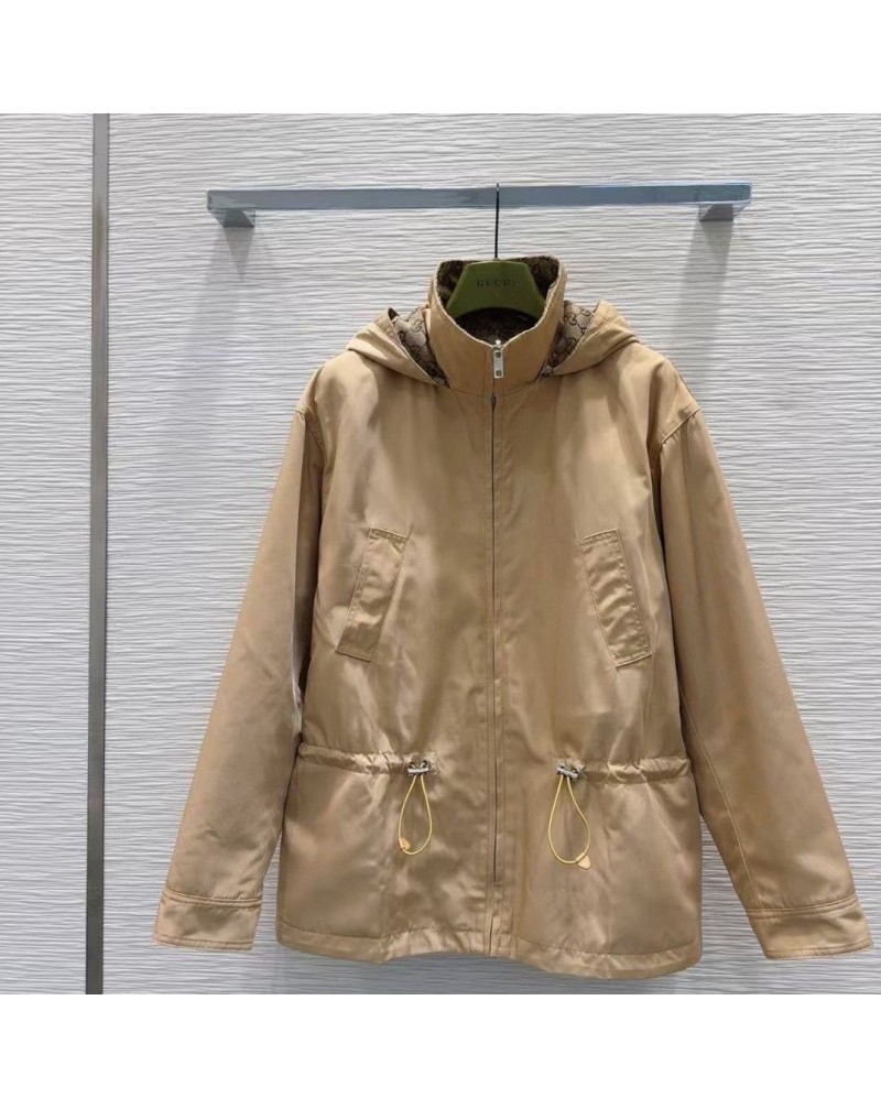 グッチ コート経典両面兼用オシャレジャケットコートフード付き