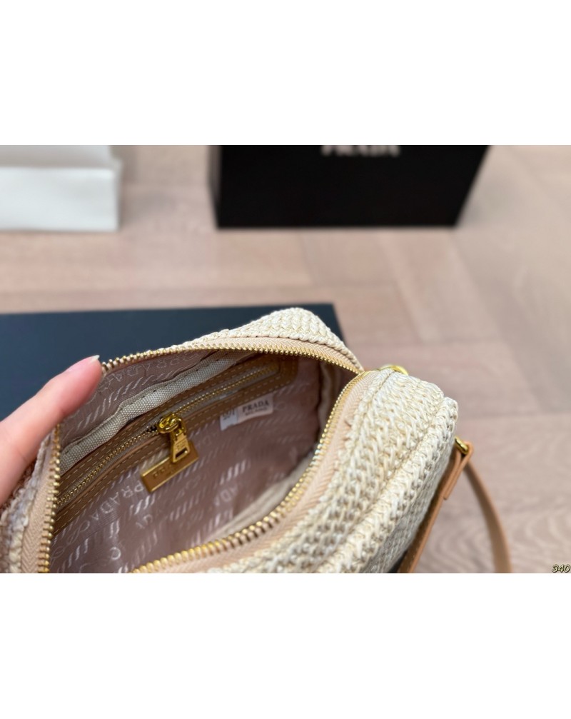 プラダ カメラショルダーバッグオシャレカゴバッグ精緻刺繍斜め掛けバッグ超人気