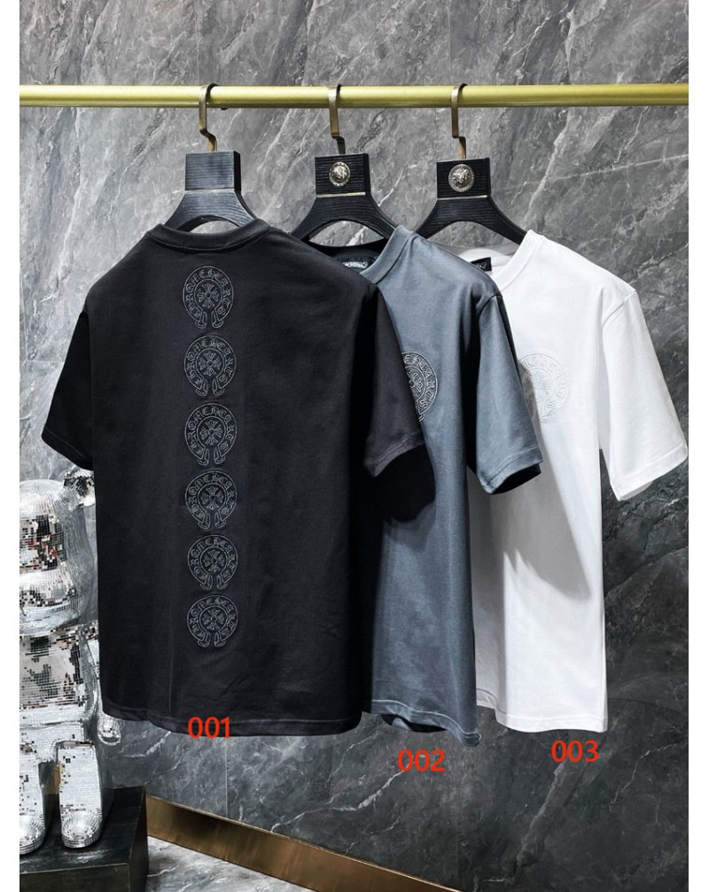 クロムハーツ Tシャツ半袖精緻刺繍ロゴ25SS新作 個性潮流ティシャツ短袖コットン高品質