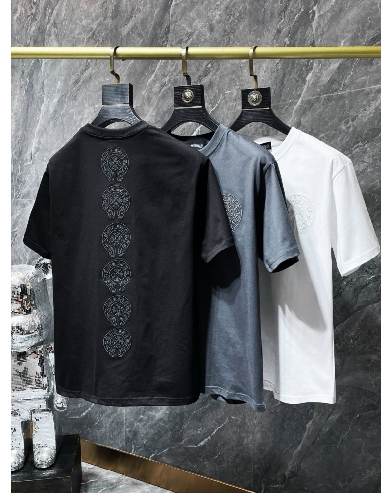 クロムハーツ Tシャツ半袖精緻刺繍ロゴ25SS新作 個性潮流ティシャツ短袖コットン高品質