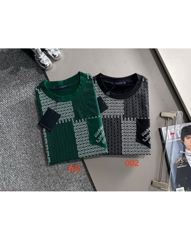 ルイヴィトン Tシャツ半袖経典ダミエプリントポケット付きティシャツ短袖オシャレ新作