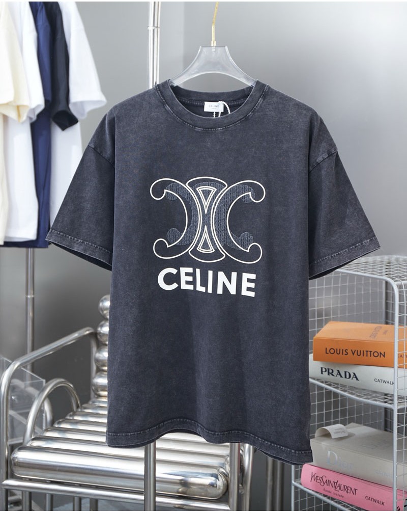 セリーヌ Tシャツ半袖25SSカジュアル人気ブランドティシャツオシャレ短袖コットン潮流高品質