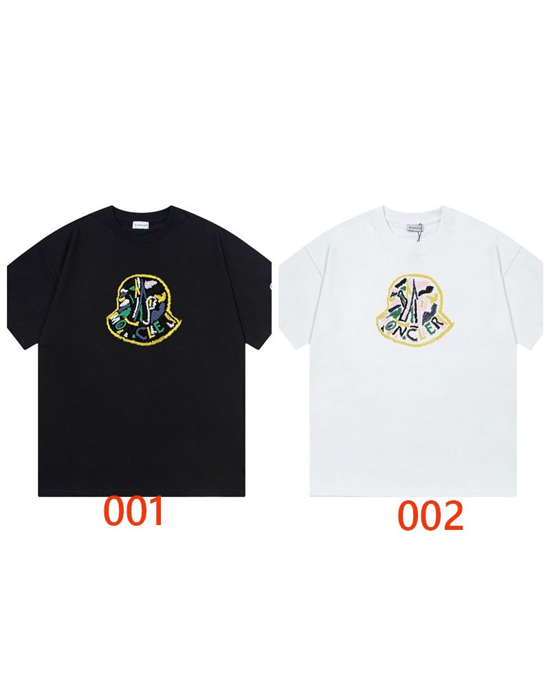 モンクレール Tシャツ男女兼用精緻刺繍ロゴ半袖ファッション潮流ティシャツコットンオシャレ
