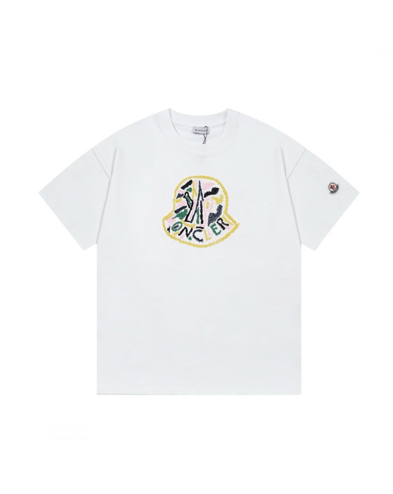モンクレール Tシャツ男女兼用精緻刺繍ロゴ半袖ファッション潮流ティシャツコットンオシャレ