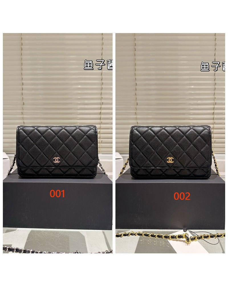 シャネル ショルダーバッグ超人気小香風斜め掛けバッグチェーン肩紐キャビア皮菱形金銀色2色選択