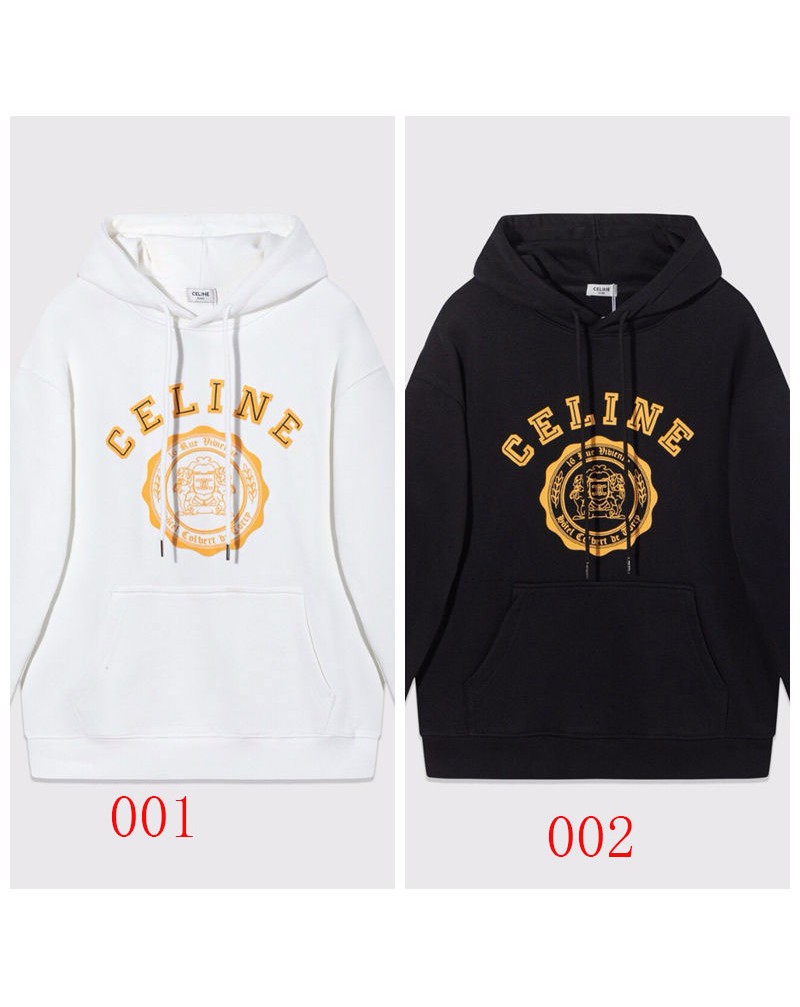 セリーヌ パーカー男女向けスウェットトップス高品質コットン製フック付き