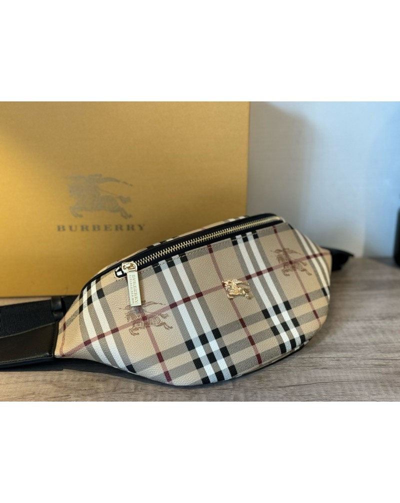 バーバリー ウエストバッグファッションオシャレイギリス風クロスボディバッグチェックスタイル