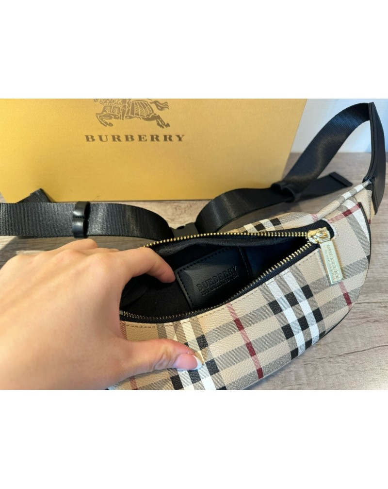 バーバリー ウエストバッグファッションオシャレイギリス風クロスボディバッグチェックスタイル