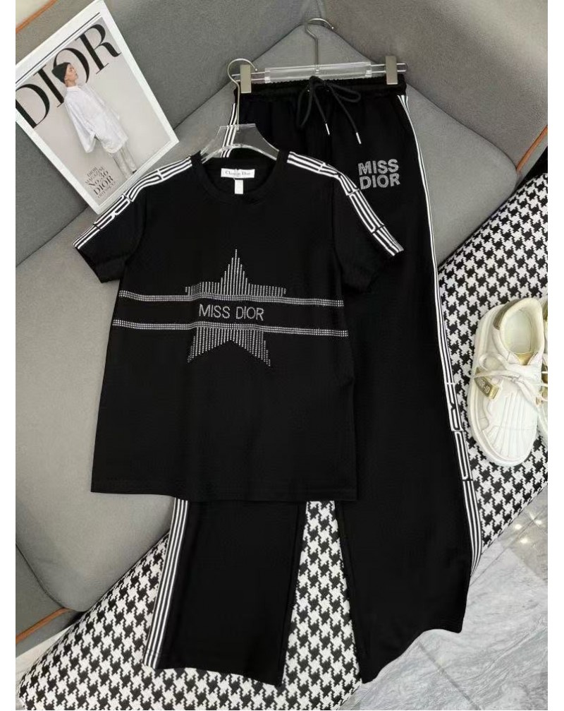 ディオール Tシャツパンツセットカジュアル半袖パンツ上下セットオシャレ