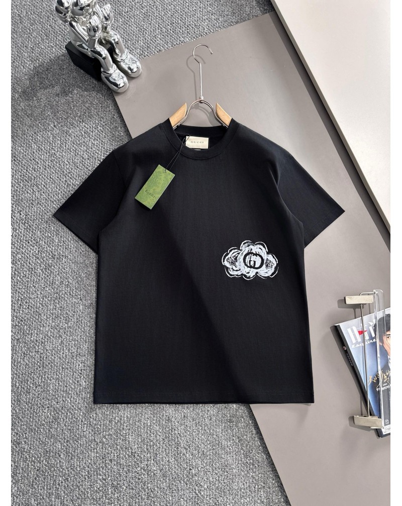 グッチ Tシャツ ペアお揃い短袖人気ティシャツ半袖カジュアル個性落書きプリント