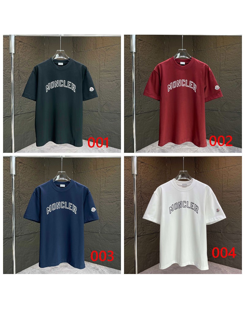 モンクレール  Tシャツ 潮流半袖男女兼用コットン製立体的シリコンロゴ付きティシャツ短袖