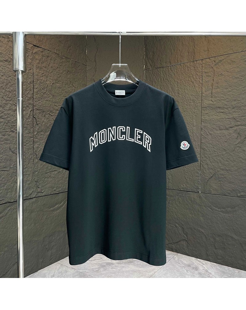 モンクレール  Tシャツ 潮流半袖男女兼用コットン製立体的シリコンロゴ付きティシャツ短袖
