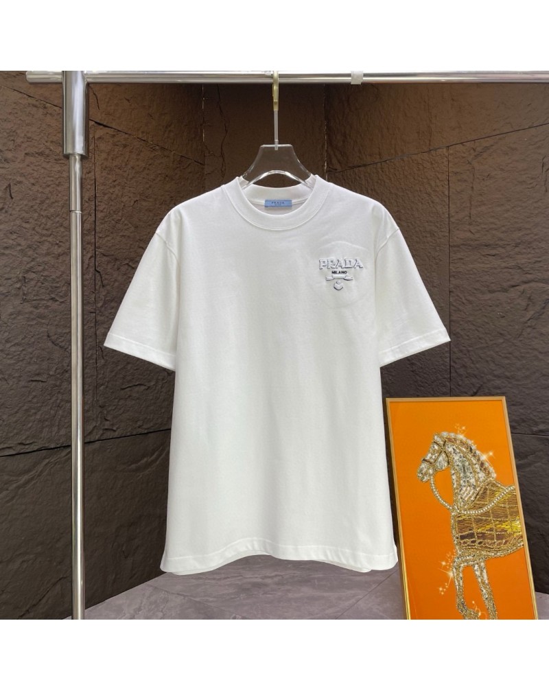 プラダ  Tシャツシンプル半袖刺繍ロゴティシャツトップス男女向け人気新作