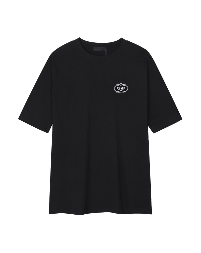 プラダ Tシャツ 簡約人気短袖ペアお揃いオシャレティシャツ半袖コットンファッション感