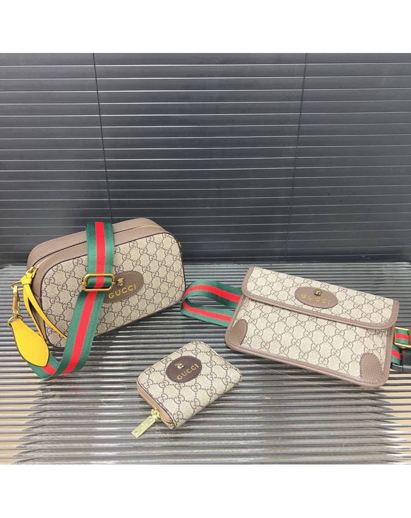 グッチ ショルダーバツグ小銭入れ3点セットメンズ向け/ショルダーバッグ財布帽子3点セット