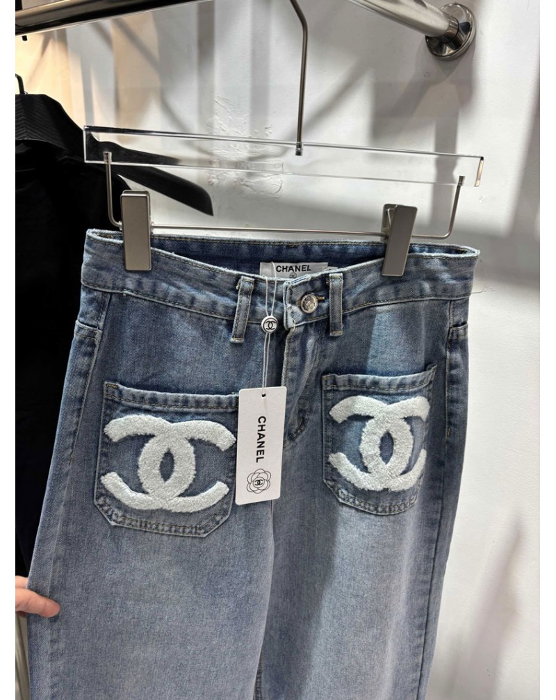 シャネル ジーンズ女性人気デニム製のパンツ精緻立体刺繍爆人気