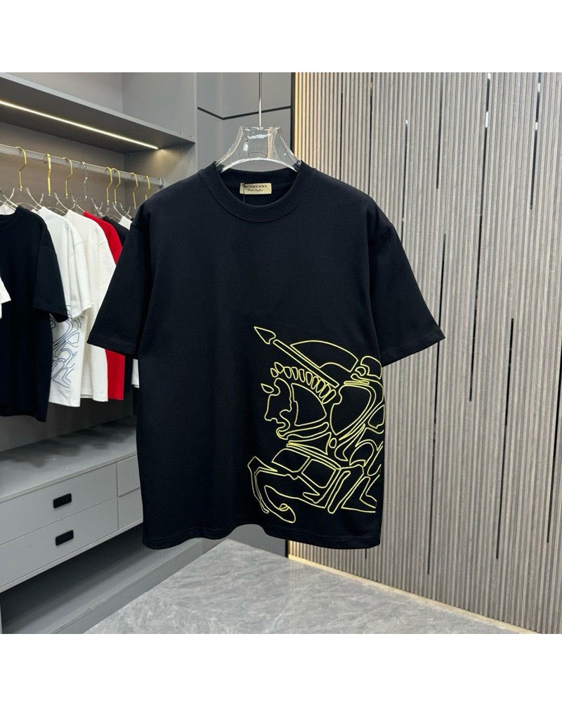 バーバリー Tシャツ 人気潮流高品質コットン精緻刺繍ティシャツ半袖トップス