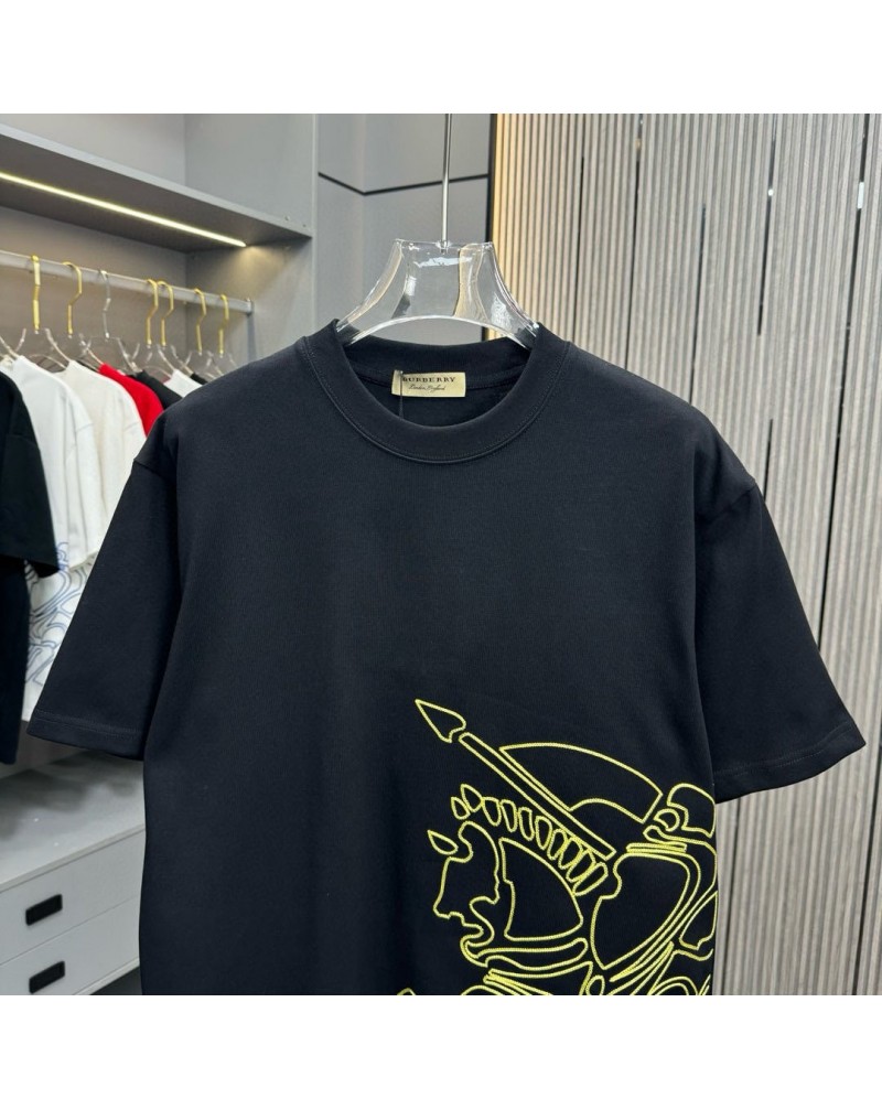 バーバリー Tシャツ 人気潮流高品質コットン精緻刺繍ティシャツ半袖トップス