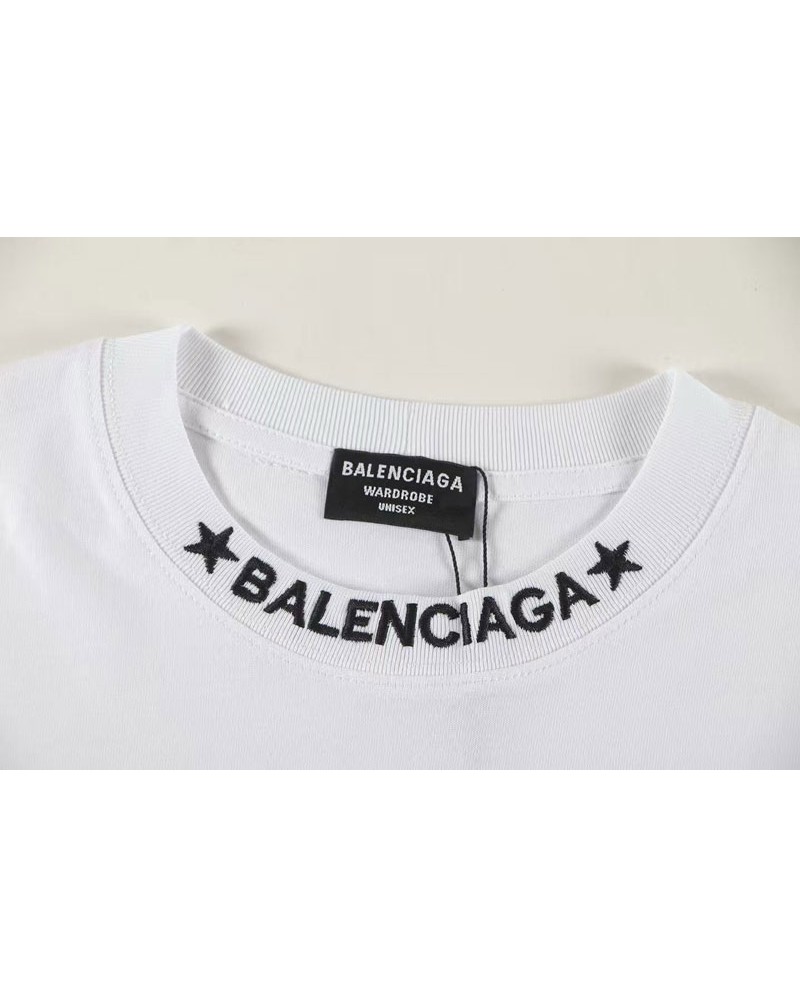 バレンシアガ Tシャツおしゃれ韓国風半袖男女兼用精緻刺繍ティシャツ短袖コットン製ソフト