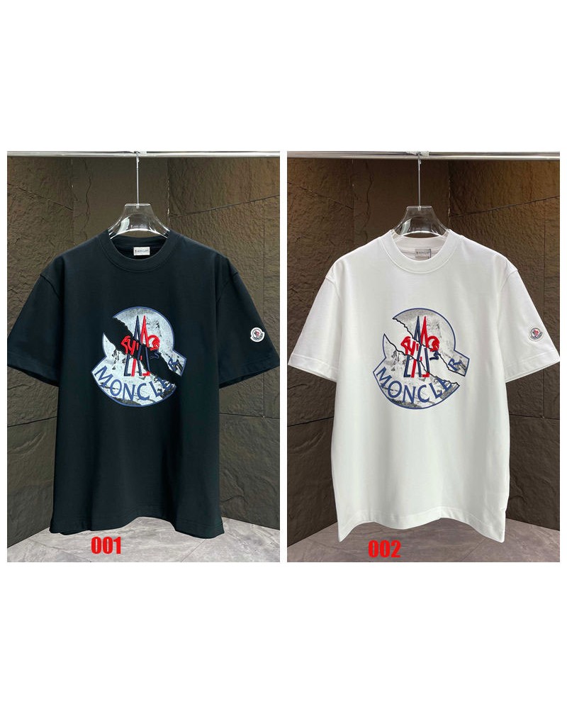 モンクレール Tシャツ 潮流ブランド短袖個性刺繍ティシャツ半袖コットン男女向け