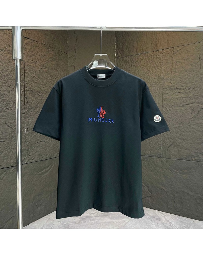 モンクレール Tシャツ短袖精緻刺繍カジュアルティシャツ男女向けコットン製簡約潮流人気