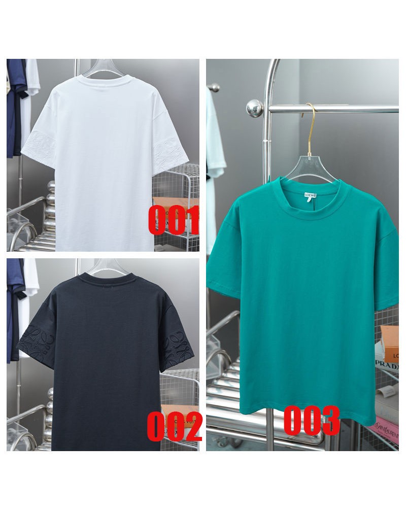 ロエベ  Tシャツ男女兼用オシャレ新品短袖刺繍半袖コットンカジュアル潮流簡約
